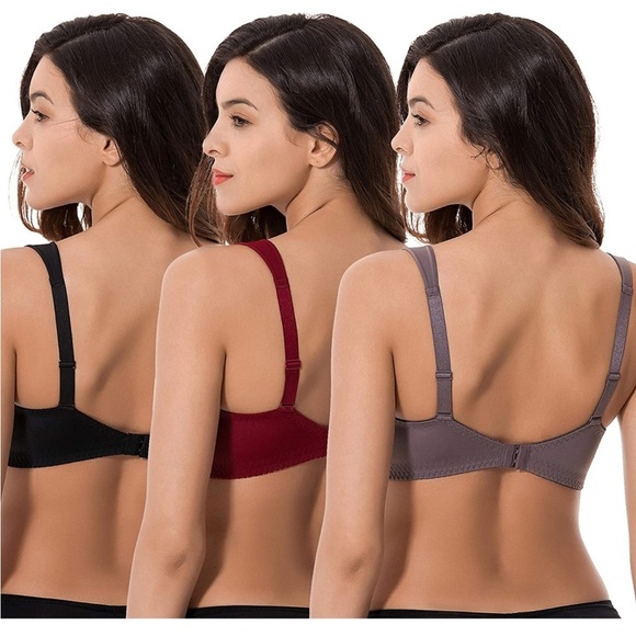 🆕 Plus Size Unlined Minimizer Wirefree Bras with Embroidery Lace-3Pack - Picture 2 of 3